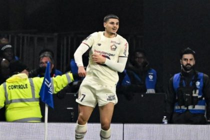 Matias Fernandez-Pardo buteur lors de Rennes-Lille en Ligue 1 J26