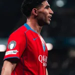 Achraf Hakimi sous le maillot du PSG en action, saison 2025-2026