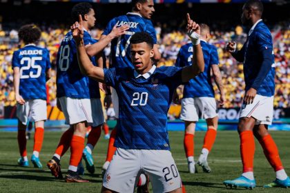 Désiré Doué célèbre son doublé lors de Colombie 1-3 France, match amical 29 mars 2026