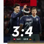 Florian Wirtz célèbre la victoire de l'Allemagne 4-3 contre la Suisse amical mars 2026