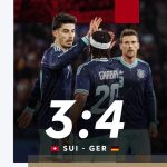 Florian Wirtz célèbre la victoire de l'Allemagne 4-3 contre la Suisse amical mars 2026
