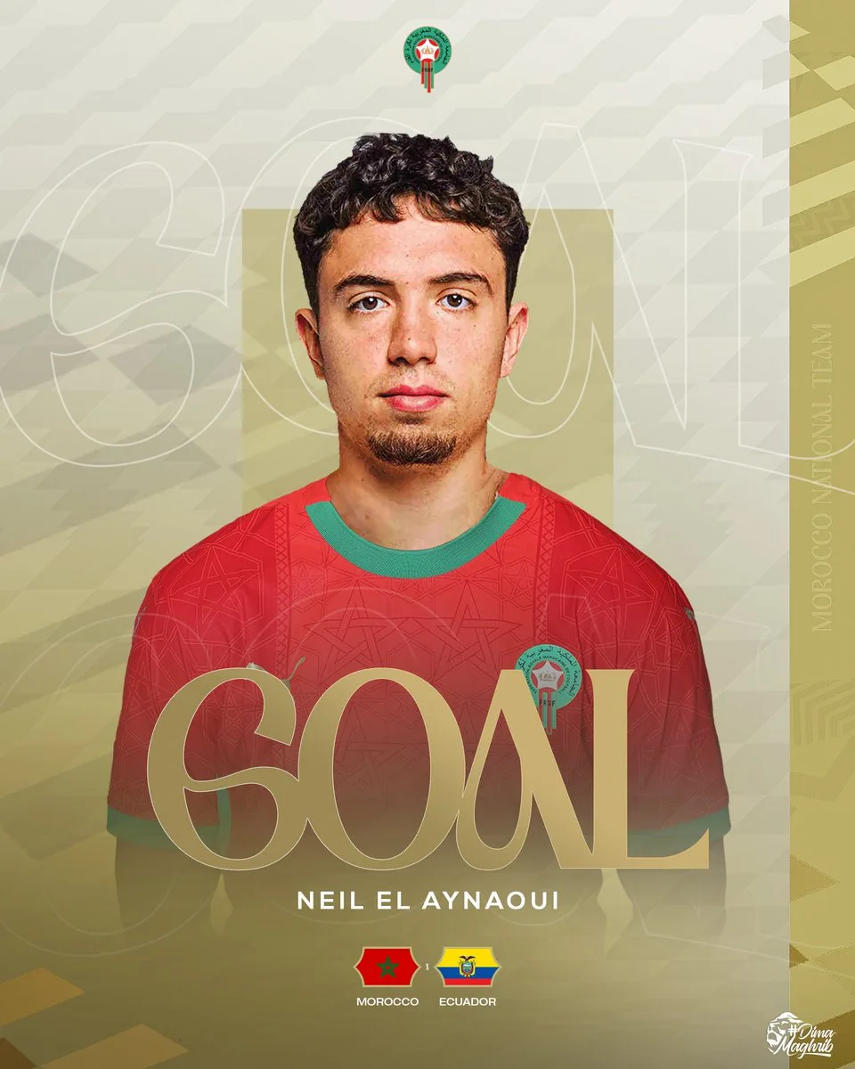 Neil El Aynaoui but égalisateur Maroc 1-1 Equateur amical 27 mars 2026