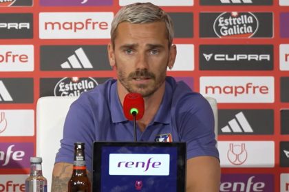 Antoine Griezmann en conférence de presse avant la finale Copa del Rey 2026 Atletico Madrid Real Sociedad