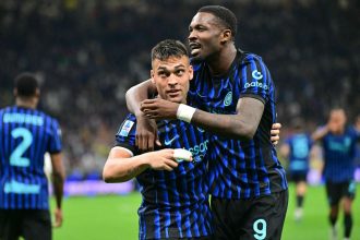 Lautaro Martinez Inter Milan jubilation victoire contre AS Roma Serie A 5 avril 2026