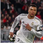 Kylian Mbappé célèbre son but face au Bayern Munich en quart de finale de Ligue des Champions, 15 avril 2026