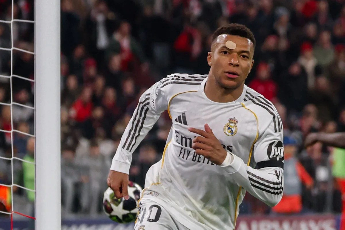 Kylian Mbappé célèbre son but face au Bayern Munich en quart de finale de Ligue des Champions, 15 avril 2026