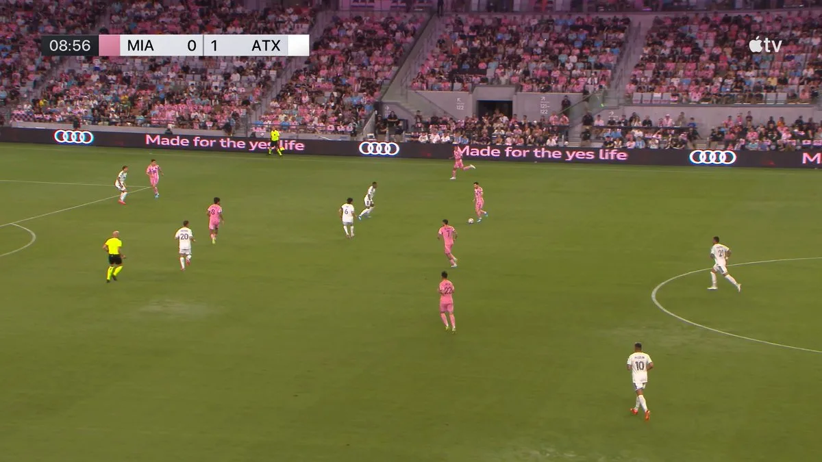 Messi célèbre son premier but dans le Nu Stadium d'Inter Miami face à Austin FC en MLS 2026