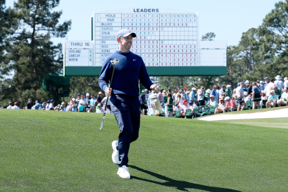 Rory McIlroy en pleine action au premier tour du Masters d'Augusta 2026