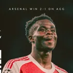 Bukayo Saka célèbre son but face à l'Atlético Madrid en demi-finale retour de la Ligue des champions 2026