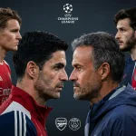 Mikel Arteta en conférence de presse avant la finale PSG-Arsenal à Budapest