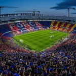Vue aérienne du Spotify Camp Nou plein à craquer lors du Clasico Barcelone Real Madrid en Liga 2026