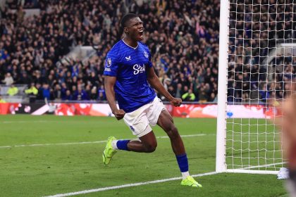Thierno Barry célèbre son but lors d’Everton 3-3 Manchester City, Premier League J35, 4 mai 2026