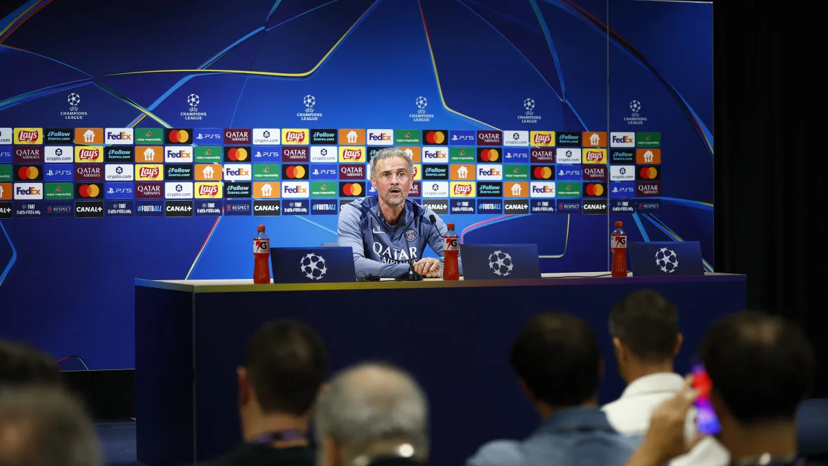 Luis Enrique et Marquinhos en conférence de presse avant la finale PSG-Arsenal, Ligue des Champions 2026