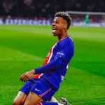 Désiré Doué en pleine célébration après son but décisif PSG 1-0 Brest Ligue 1 2026
