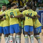 Les joueurs du Bresil celebrent un but en match amical de preparation a la Coupe du Monde 2026
