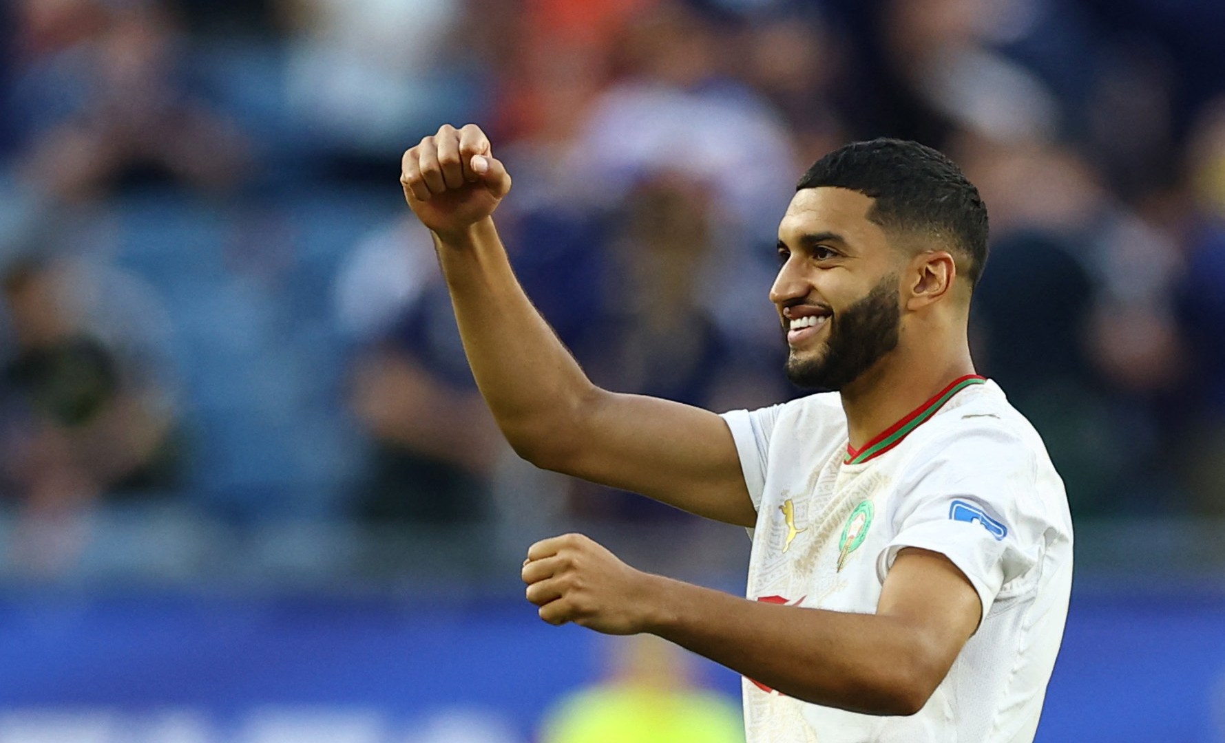 Joueur du Maroc célèbre la victoire face à l’Écosse au Mondial 2026