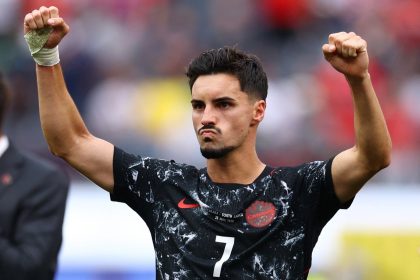 Stephen Eustáquio célèbre son but lors d'Afrique du Sud - Canada à la Coupe du monde 2026