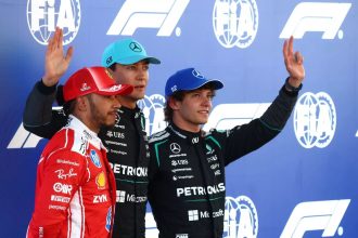 Lewis Hamilton (Ferrari) et George Russell (Mercedes) au Grand Prix d'Espagne 2026 à Barcelone