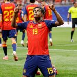 Lamine Yamal célèbre son but pour l’Espagne face à l’Arabie saoudite au Mondial 2026