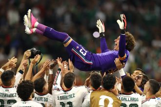 Les joueurs du Mexique célèbrent leur qualification à la Coupe du monde 2026