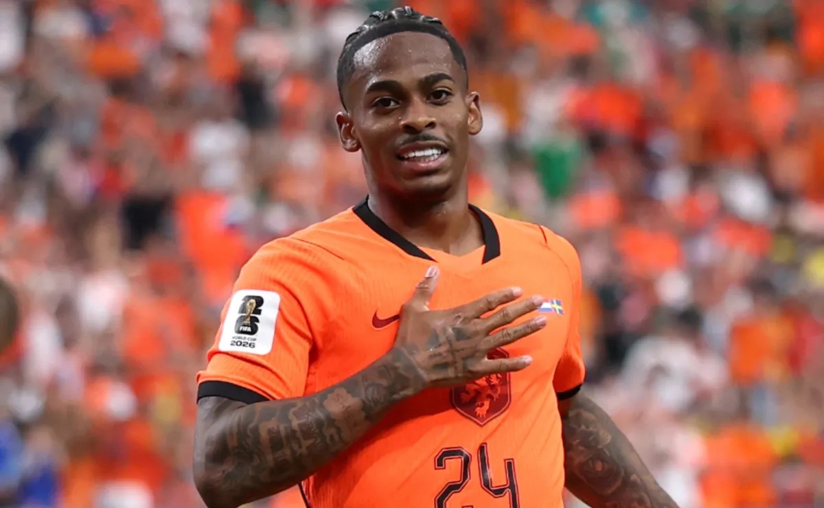 Joueur des Pays-Bas qui celebre lors de la victoire 5-1 face a la Suede au Mondial 2026