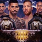 Affiche UFC Freedom 250 à la Maison Blanche avec Topuria, Gaethje, Pereira et Gane