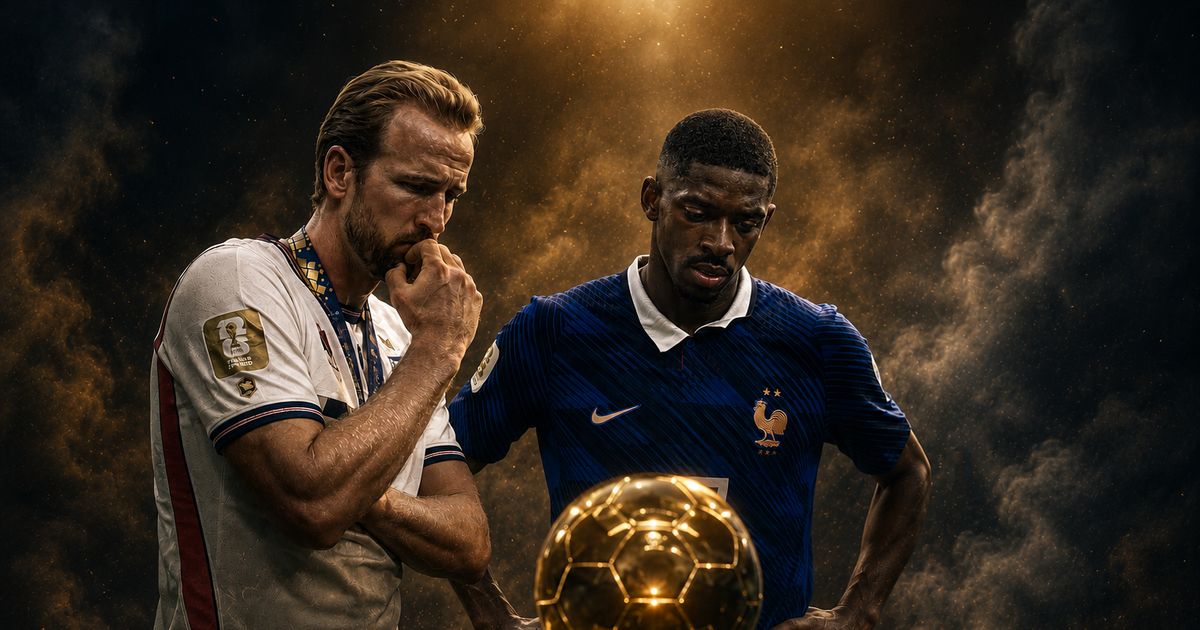 Harry Kane et Ousmane Dembélé face au trophée du Ballon d'Or 2026