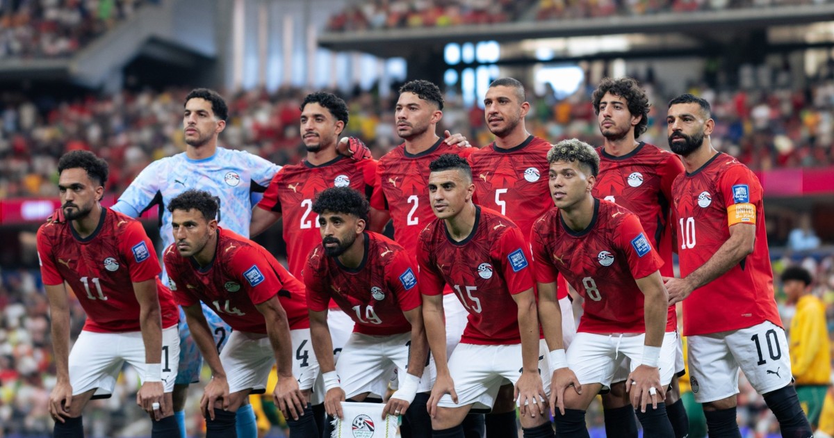 L'équipe d'Égypte alignée avant le match face à l'Australie en 16e de finale de la Coupe du Monde 2026