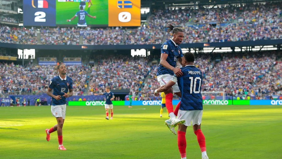 Kylian Mbappé célèbre lors de France - Suède à la Coupe du Monde 2026