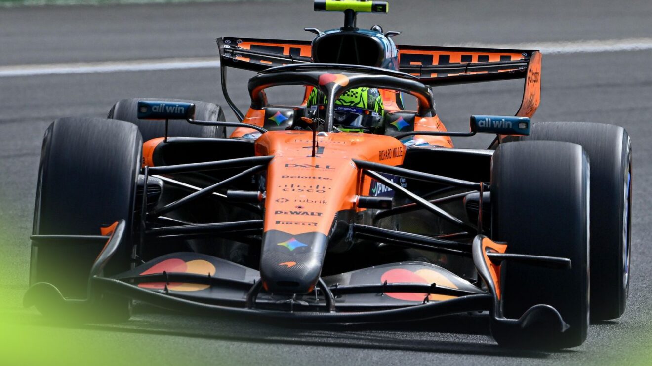 Lando Norris au volant de la McLaren MCL40 lors du GP de Belgique 2026, avant les essais de l'aileron macarena en Hongrie