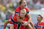 Erling Haaland célèbre son doublé avec la Norvège face au Brésil en 8es de finale de la Coupe du Monde 2026