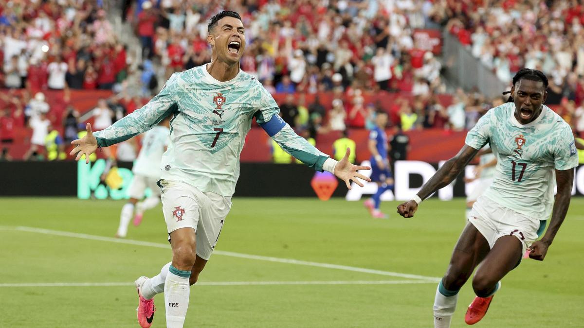 Cristiano Ronaldo célèbre son penalty face à la Croatie en 16es de finale de la Coupe du Monde 2026