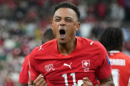 Dan Ndoye célèbre son but avec la Suisse contre l'Algérie, Coupe du monde 2026