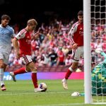 Martin Odegaard célèbre son but face à Manchester City en Community Shield 2026