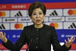 Michele Kang, présidente de l'Olympique Lyonnais, en conférence de presse après la décision de la DNCG du 23 juin 2026