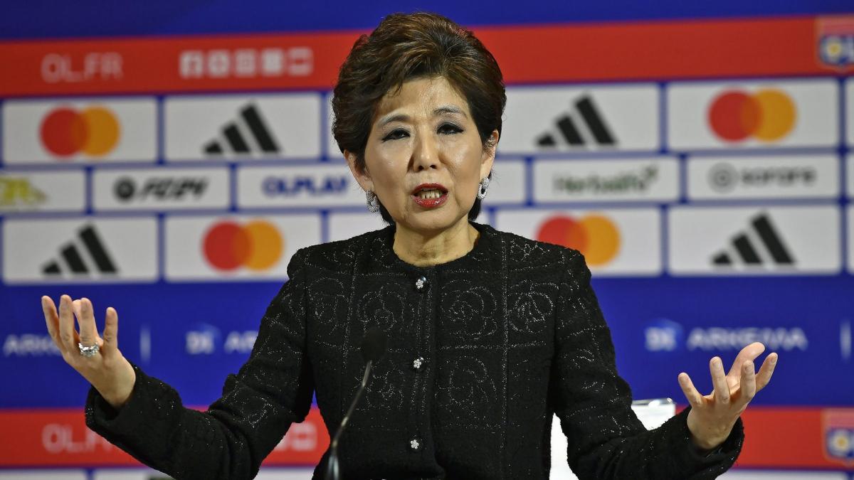 Michele Kang, présidente de l'Olympique Lyonnais, en conférence de presse après la décision de la DNCG du 23 juin 2026