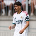 Alexis Ciria célèbre son but avec le Real Madrid face à la Fiorentina, 1er août 2026