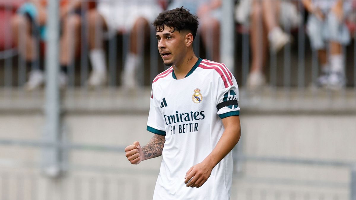Alexis Ciria célèbre son but avec le Real Madrid face à la Fiorentina, 1er août 2026