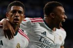 Bellingham et Mbappé célèbrent un but lors de Real Madrid 4-0 Málaga en Liga