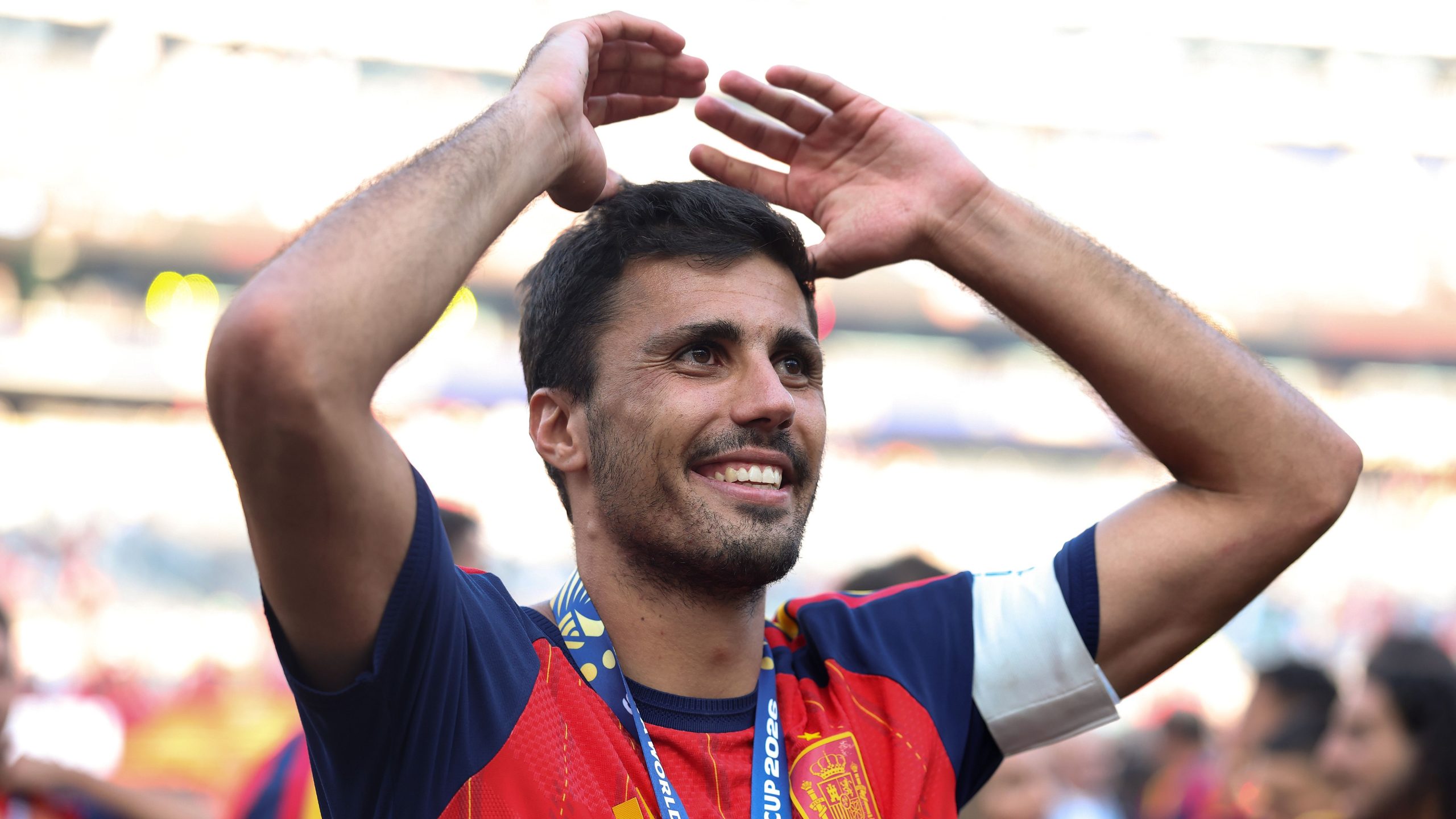 Rodri célèbre le titre de champion du monde 2026 avec l'Espagne