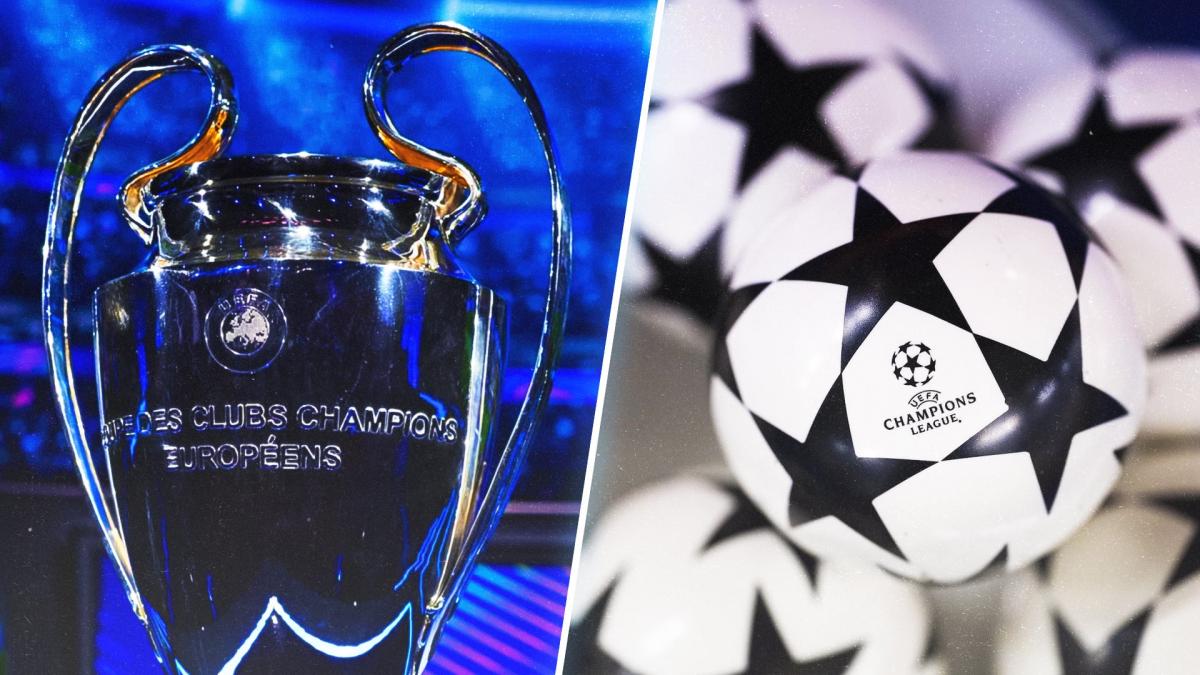 Trophée de la Ligue des champions et ballon officiel avant le tirage de la phase de ligue 2026-2027