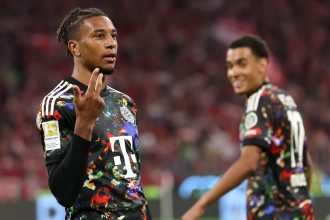 Michael Olise fête son triplé lors de Bayern Munich - Union Berlin en Bundesliga