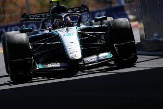 La Mercedes de Kimi Antonelli en piste au Grand Prix d'Espagne 2026 à Madring