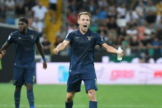 Un joueur de la Lazio celebre un but face a l'Udinese, Serie A journee 3