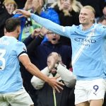 Erling Haaland célèbre son but face à Manchester United lors de la 4e journée de Premier League