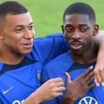 Kylian Mbappé et Ousmane Dembélé avec l'équipe de France