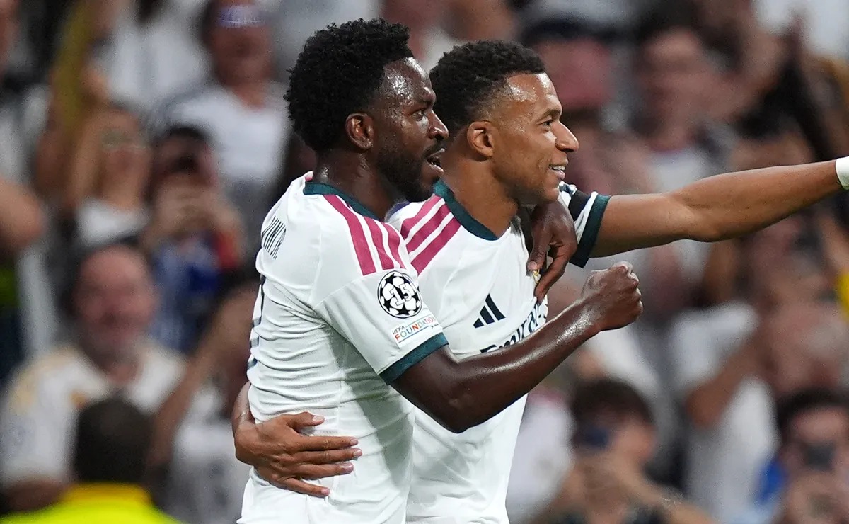 Kylian Mbappé célèbre son but lors de Real Madrid - Inter en Ligue des champions