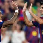 Raphinha célèbre un but du FC Barcelone face au Rayo Vallecano lors de la Jornada 3 de Liga 2026