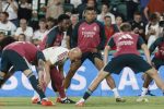 Joueurs du Real Madrid à l'échauffement avant le match contre Elche en Liga