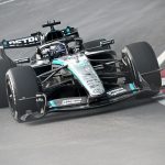 Mercedes de George Russell en piste à Marina Bay pendant l'EL1 du GP de Singapour 2026